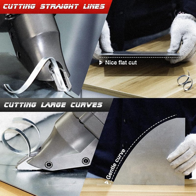 SHALL مقص قطع المعادن الكهربائي، 4.0 أمبير، قاطع صفائح معدنية سلكي، سرعة متغيرة مع رأس دوار بزاوية 360 درجة، قطع مستمر، قطع نظيف لصفائح معدنية بسمك 14GA وفولاذ مقاوم للصدأ بسمك 16GA، 2500 SPM - Image 4